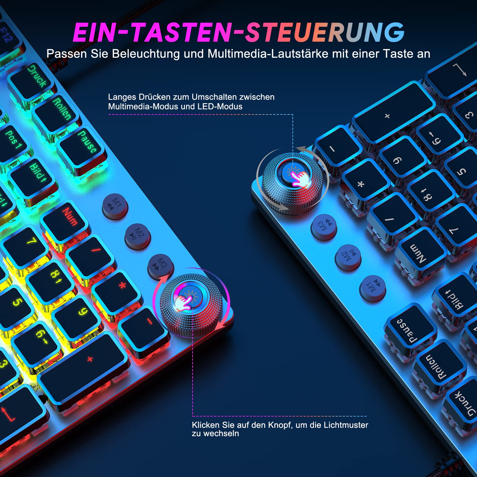 TECURS MK205 Mechanische Gaming-Tastatur, 105 Tasten, RGB, Rote Switches 4