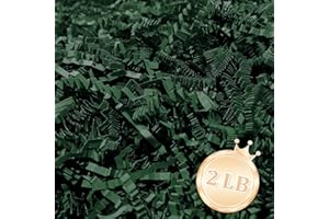ZANKUBOM 2 LB Dark Green Crinkle Cut Paper Shred Filler Great for Gift Wrapping, Dark Green Basket Fillers, Birthday, Gift Wrapping, Anniversary, Halloween Christmas Party Decor Filling Supplies
