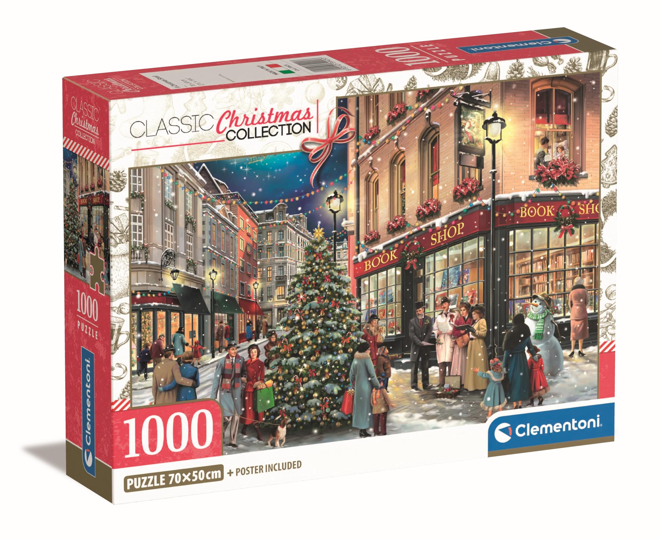 Clementoni Jigsaw Puzzle A Christmas Stroll 1000 Pieces - Compact Box, Poster Included, Puzzle For Adults 14-99 Years, Gift For Men/Women, Made In Italy, 39925