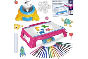 Oqluk Drawing Projector for Kids, Art Sketch Projector Drawing and Tracing with 300+ Pattern, 72 Pcs Projection Cards, 394 in Paper,Color Pen,Color Pencil, Kids Drawing Board Toy for Girl Boy Gift 3+