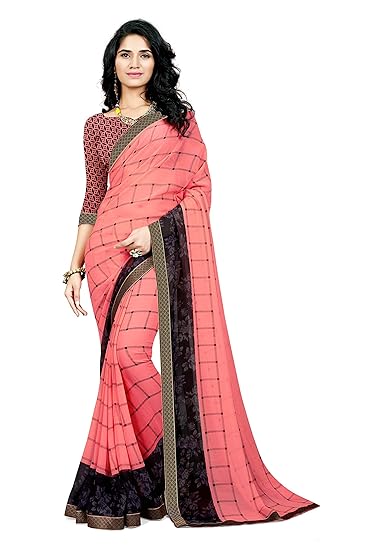 Womens Georgette Saree with Blouse Piece (tata-sky-pink-101_Pink)