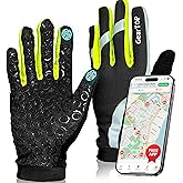 GearTOP Running Gloves for Men & Women, Touchscreen Cold Weather Jogging Gear, Fluorescent Reflective Winter Gloves Visible at Night, Warm Glove Liners for Hiking