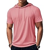 MAGCOMSEN Men's Short Sleeve Hoodie Workout Gym Athletic Cotton Lightweight Hooded T Shirts Sweatshirt