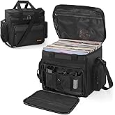 AKOZLIN Vinyl Record Travel Carrying Bag with Divider Durable Vinyl Albums Storage Case Fit 12" LP Albums for Collection,Travel, Concert