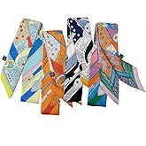 4pcs Purse Scarf For Handbags Silk Head Scarf For Hair Fashion Skinny Scarf For Women Long Neckerchief