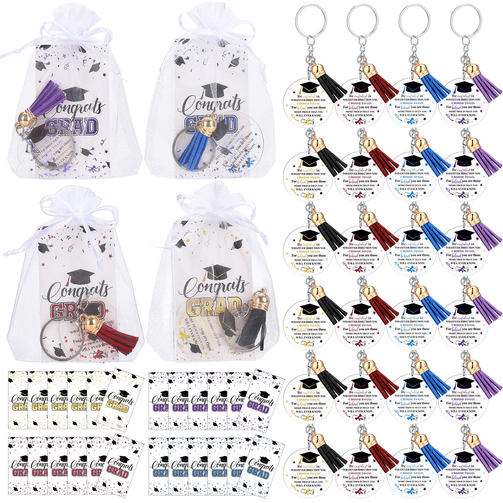 Blosssound 72 Pcs/24 Sets Graduation Keychain Gifts Bulk Class of 2025 ...