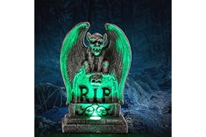 HUYIENO Solar Halloween Decoration Graveyard Monster Design Tombstone Solar Garden Lights Resin Material for Halloween Party Decorations Outdoor Lawn Walkway Decor