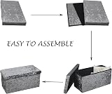 HomeHarmony Crushed Velvet Quilted Top Folding Storage Ottoman Silver Large view 5