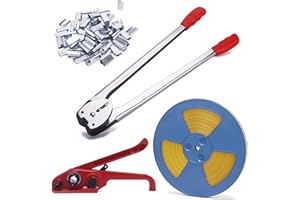 LNYEBN Banding Strapping Kit - Pallet Packaging Strapping Tool with Sealer Tools, 328' Length x 1/2" Wide, 100 Metal Seals Included - Durable Poly Strapping Kit a
