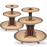 PANGU 2 Pack Rustic Wood Cupcake Stand for