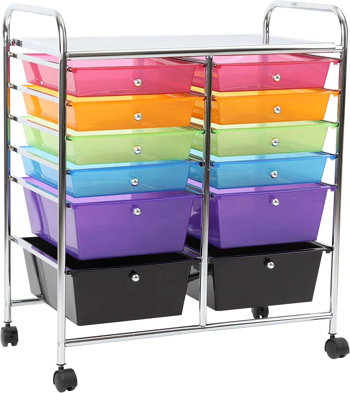 Finnhomy 12 Drawer Organizer Cart Utility Cart Rolling Storage Cart Smoke Drawer Studio Trolley Office Suppliers for Home School Beauty Salon Storage : Office Products