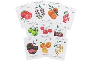 Sereniseed Certified Organic Tomato Seeds (10-Pack) – Non GMO, Open Pollinated – Cherokee Purple, Chocolate Cherry, Green Zebra, Brandywine Pink, Black Krim and More - Tomato Seeds for Planting