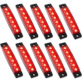 PSEQT 10 Pcs LED Rock Strip Lights Car Underglow Wheel Fender Well Lighting Kits Waterproof for Golf Cart Wrangler Offroad Truck RV UTV ATV Snowmobile (Red)