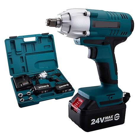 Kraftmax Schnurlose Elektrische Auswirkung Akku-Schraubenschlüssel Li-lon,24V/2.0Ah, Leerlaufdrehzahl 0-2200 U/Min,Buchsedurc