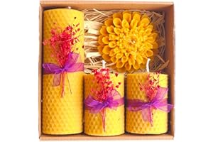 Petekoğlu Natural Beeswax Candles Candle gift set Candle Gift Box Dry flowers Caandles Pure Hand Rolled Bees Christmas gift c
