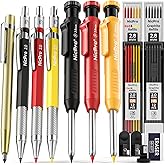 Nicpro 16 Pack Mechanical Carpenter Pencil Set with 42 Refills & Carbide Scribe Tool, Deep Hole Marker Construction Pencils H