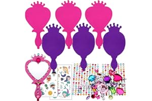 RICHNESS Little Girls Princess Mirrors Make Your Own Princess and Beast Barbie Mirrors Princess Party Favors Pack of 6
