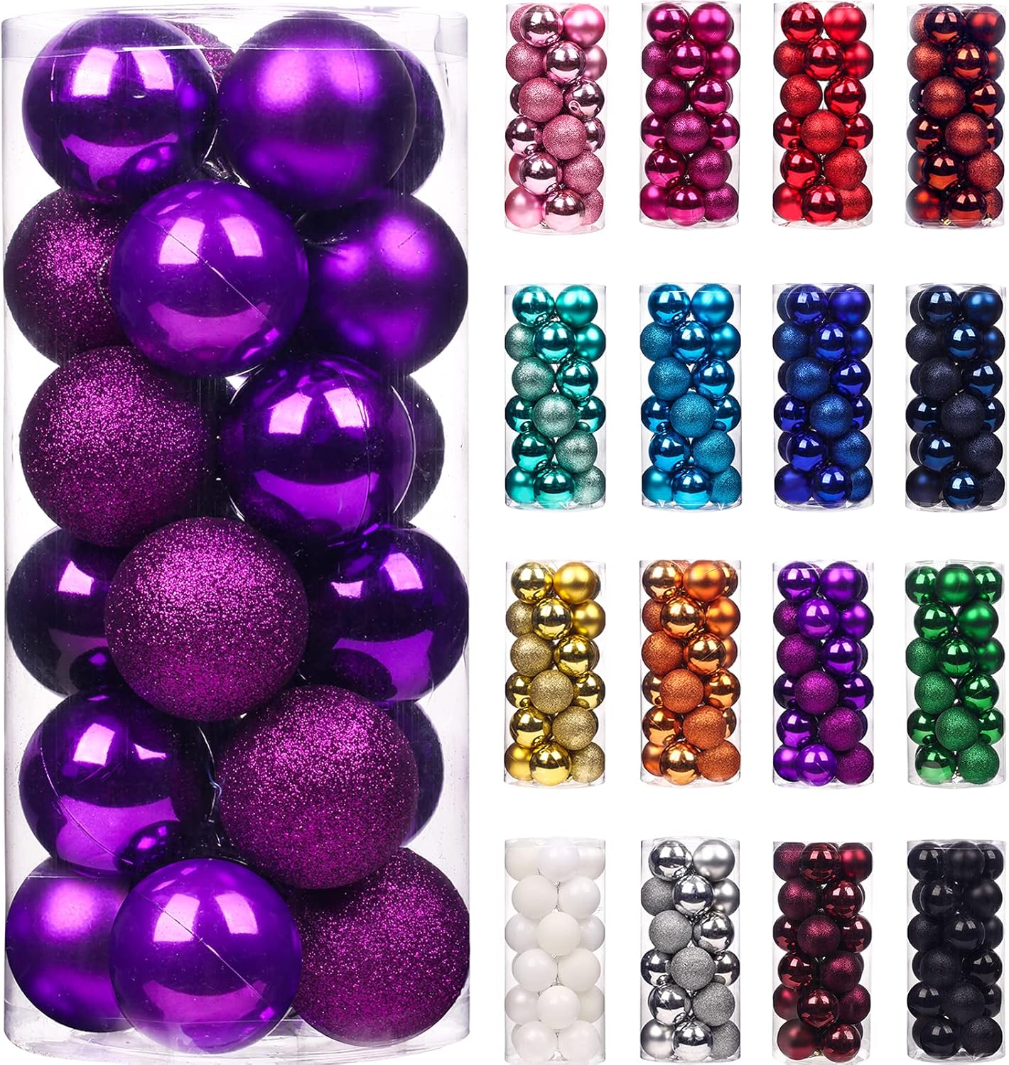 Ornaments - Emopeak 24Pcs Christmas Balls Ornaments for Xmas Christmas Tree - Shatterproof Christmas Tree Decorations Hanging Ball for Holiday Wedding Party Decoration (Purple, 1.57