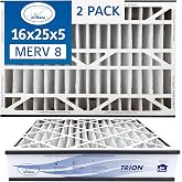 Air Bear 16x25x5 Air Filter MERV 8 (2-Pack) Pleated HVAC Air Filter Replacement (Actual Size: 15.50 x 24.25 x 4.9 Inches) Compatible with part no: 255649-105