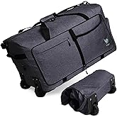 Bago Rolling Duffle Bag with Wheels - 27" 80L Foldable Weekender Bag, Waterproof Travel Duffel Bag, Heavy Duty Lightweight Duffle Bag for Traveling, Rolling Duffel Bag with Wheels (SnowBlack2023)