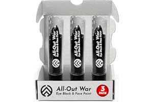 DRIP OVER SKILL All-Out War Sports Eye Black Stick, Dark Black Pointed Tip for Custom Designs, Face Paint for Baseball, Football, Lacrosse, Softball, Soccer, Hockey, 3 Pack