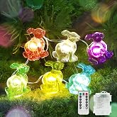 suddus Easter Bunny Battery Operated String Lights, 12.8ft 40LED Waterproof Colorful Easter Fairy Lights with Timer, Easter Lights String Led for Indoor, Tree, Mantle, Table, Outdoor, Spring Decor