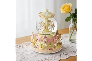 Music Box Carousel Horse Snow Globe with Color Light, Carousel Musical for Christmas Anniversary Birthday Gift, for Girls Dau