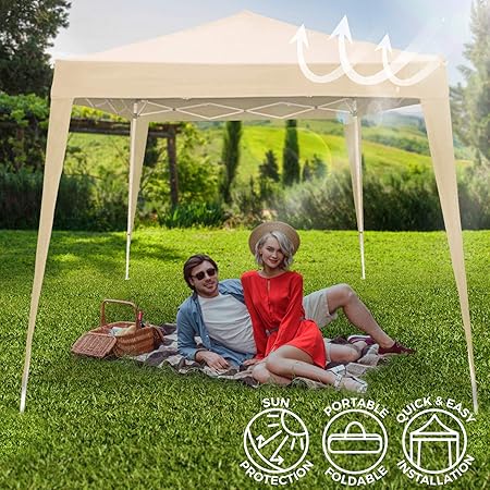 Pavillon 3x3 mit Klappmechanismus | Dach Dimensionen: 2.4 x 2.5 x 2.4 m, aus rostfreiem Stahl, inkl. Tragetasche | Gartenpavi