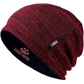 Lvaiz Winter Fleece Lined Knitted Beanie Hats for Men Reversible Windproof Watch Hat Warm Skull Cap for Women