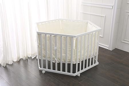 Fiximaster baby Laufgitter Laufstall 6-eckig Weiss Farbe inkl.Bettwäche Schutzeinlage .P102 Neu