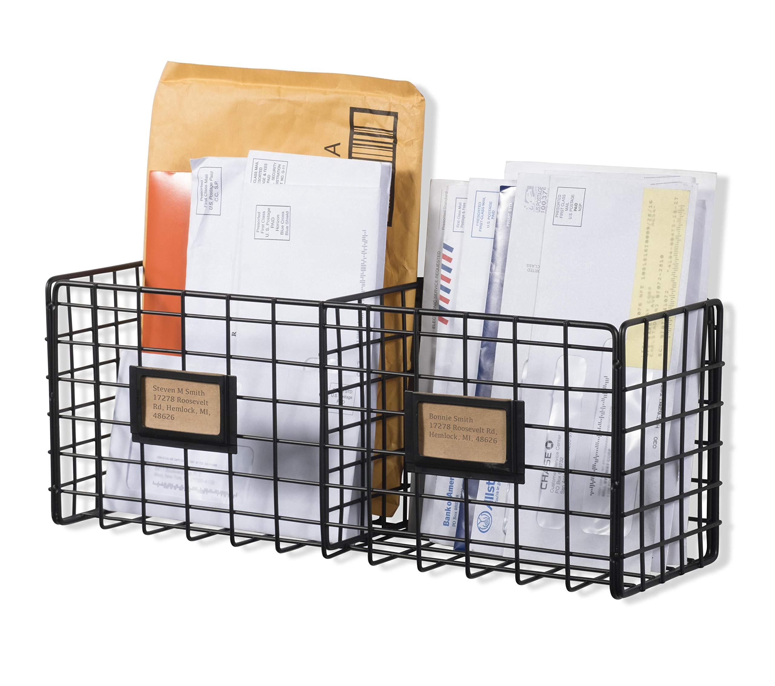 WALL35 Amalfi Wire Basket Desk Organizer, Wall Mount Rustic Decor for