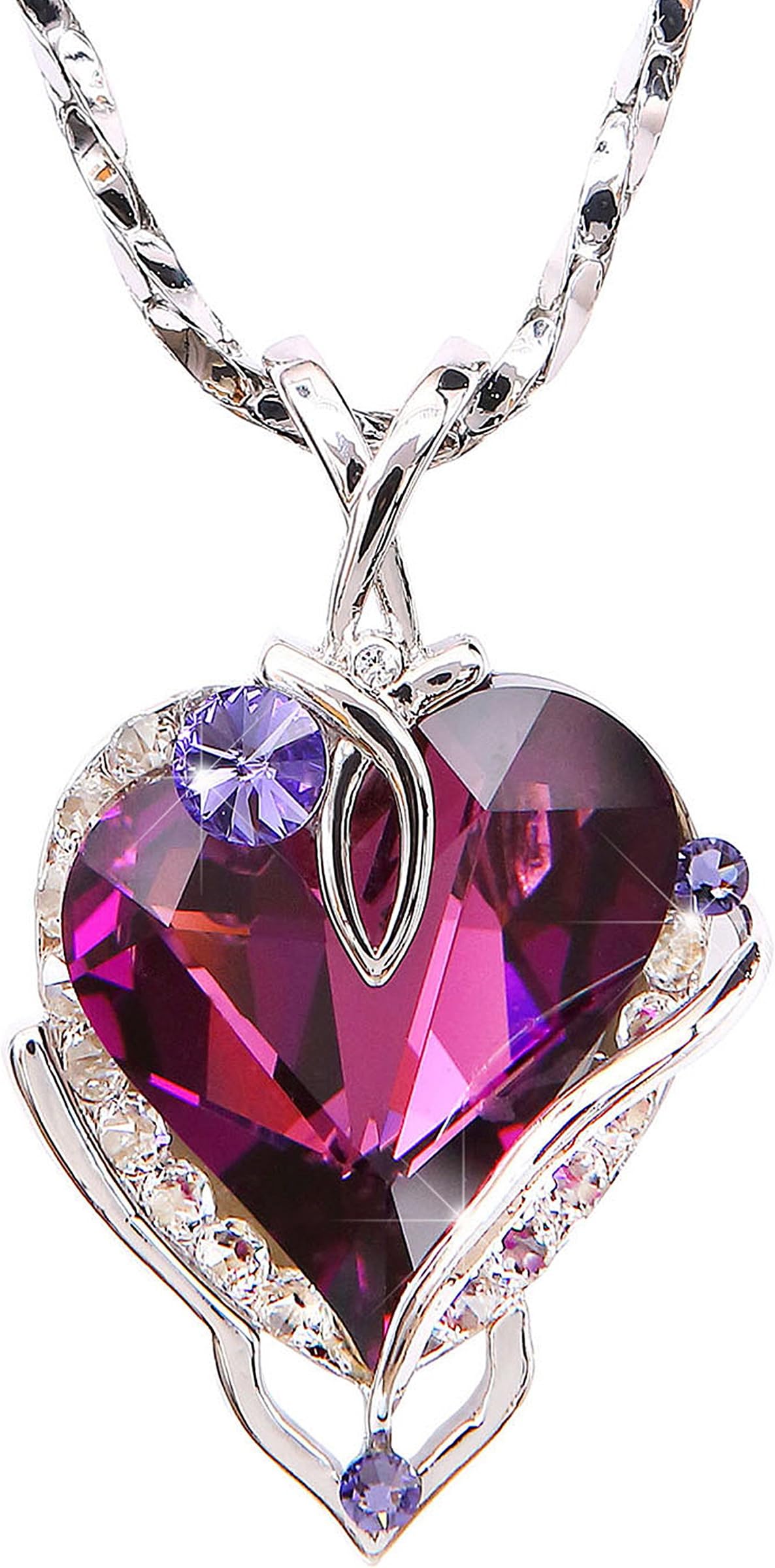 William Wang Designs Big Heart Swarovski Crystal Pendant Necklace- Radiant 1/4 Ounce Genuine Swarovski Crystal Stone- Sparkling Look- Made in USA.
