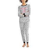 Secret Treasures Women's Applique Long Sleeve Top and Pant 2 Piece Pajama Set (XL, Black Soot Text)