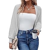HOTOUCH Women's Cardigan Shrugs Long Batwing Sleeve Knitted Cropped Bolero Open Front Casual Elegant Cardigans for Dresses