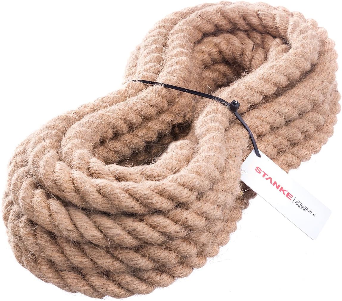 Seilwerk STANKE Natural Jute Rope Arts Crafts Materials Durable String for Various Applications 25 m (82 ft.) 40 mm