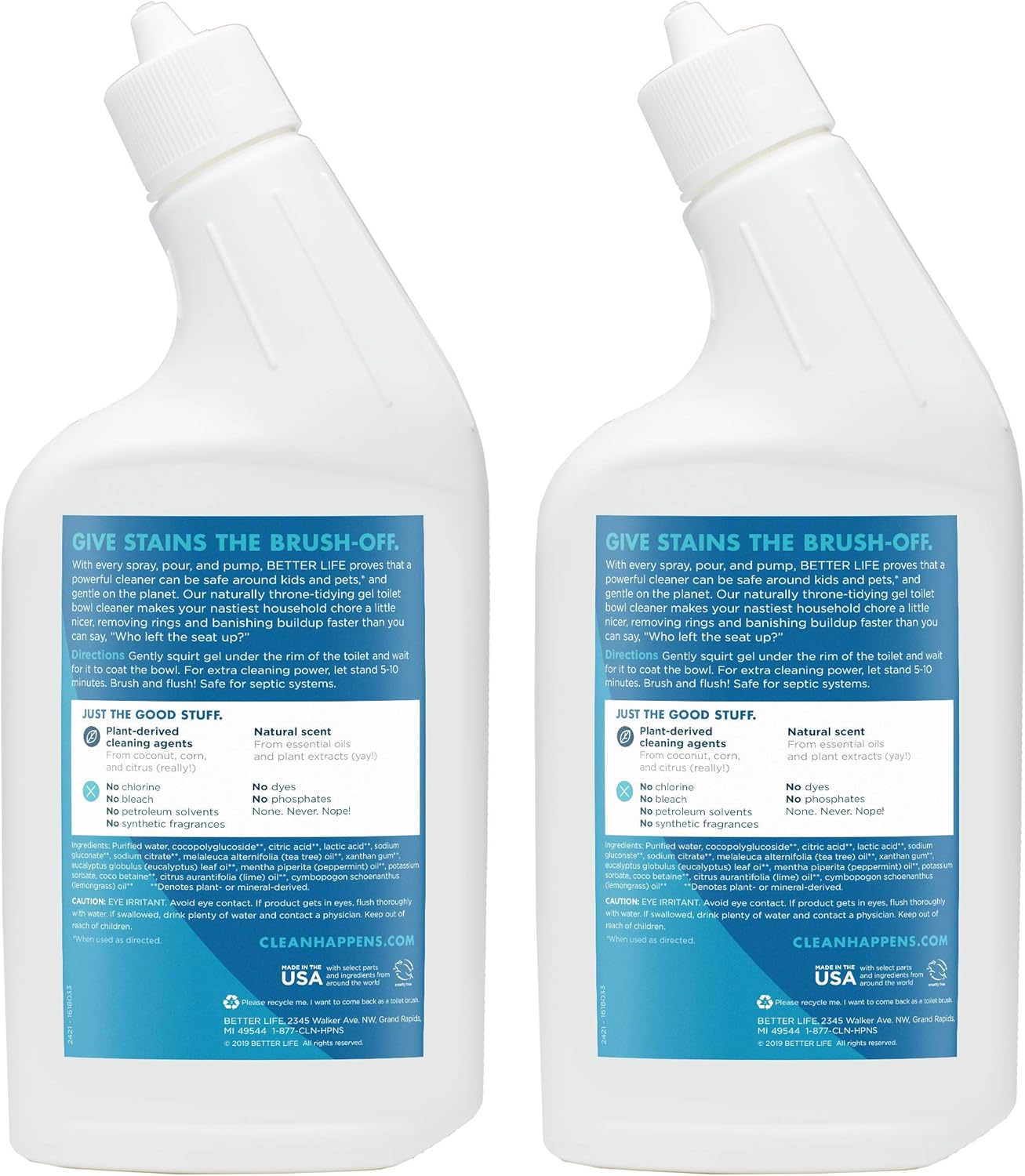 Better Life Natural Toilet Bowl Cleaner, 24 Ounce (Pack of 2) Tea Tree & Peppermint Scent: Health & Personal Care