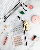 Smarpau A6 Clear Pencil Case 12 Pack Mesh Document Bags Zipper Wallets Black view 3