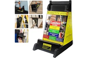 MARKETTY Ladder Leveler, Pitch Hopper, Ladder Stabilizer with Storage, Ladder Levelers for Stairs and Extension Ladders, Easy to Use, Conquer Uneven Ground (Black, Standard Durable Plastic)