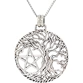 Jewelry Trends Sterling Silver Pentacle Tree of Life Wiccan Pendant Necklace 18"