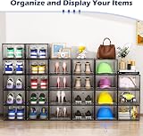TidyTrove 6 Pcs Clear Shoe Storage Box Stackable Magnetic Door Black view 3