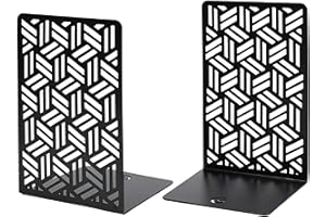 CNK Book Ends Bookends for Decorative Books Holder Bookend Shelves End Hold Heavy Duty Holders Stoppers Metal Stopper Cute Boho Bookshelf Holds Cookbook Office Home Set of 2 Bookends Pair Black