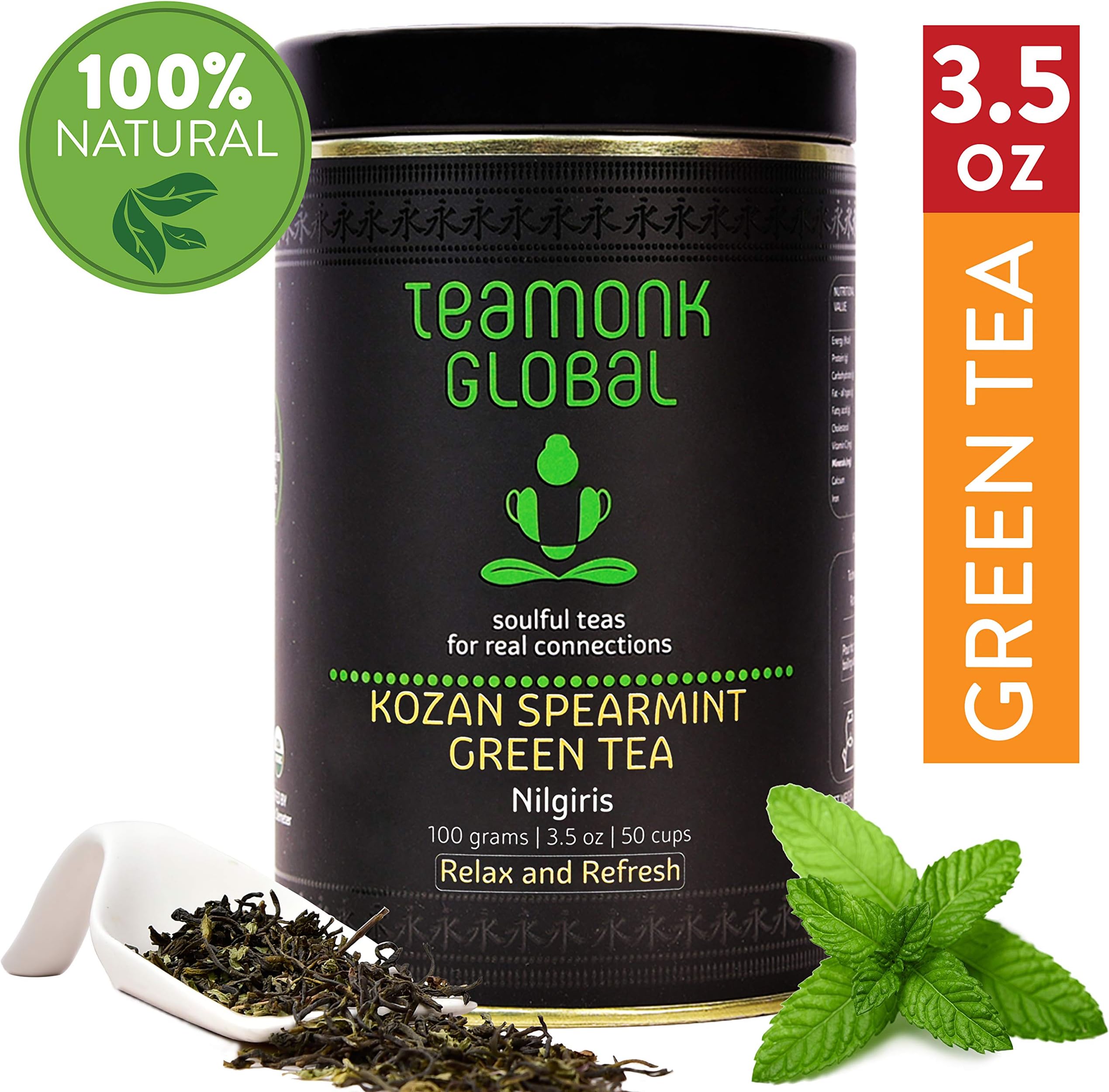 Teamonk Nilgiri Kozan Spearmint Green Tea for Weight Loss, 100g (50 Cups)