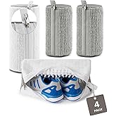 4 PCs Shoe Washing Machine Bag, Upgraded Lock-Zipper Design, 360° Deep Clean for Sneakers, Tennis Shoes and Slippers, Quiet Shoe Laundry Bag for Washer and Dryer (4 PACK)