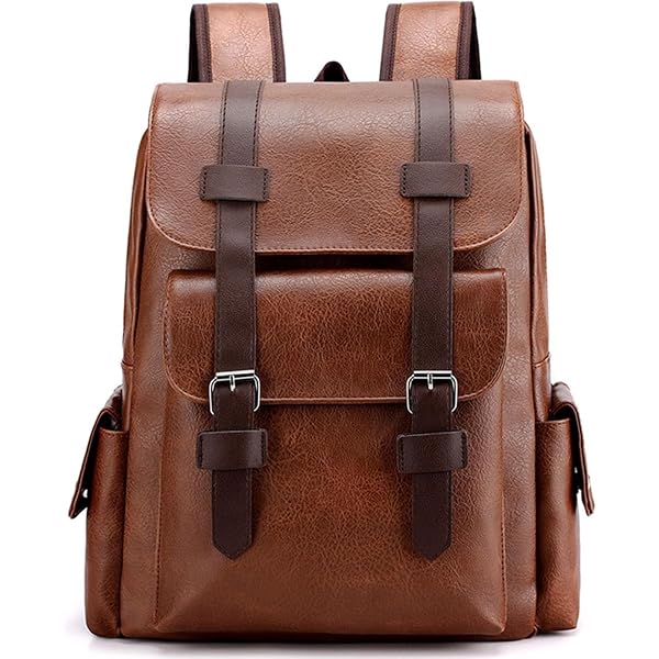 Amazon.com: SMALLBLUER PU Leather Backpack Laptop Knapsack Travel