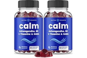NutraChamps Calm Gummies, Stress Gummies Supplement with Ashwagandha, L-Theanine, GABA, Vitamin B6 & Lemon Balm, 90 Count (Pa