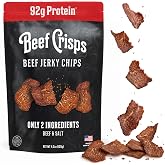 Beef Crisps by Bingeworthy Snacks - 2 Ingredients, Crispy Beef Chips 4.2oz | 23g protein, 120 calories per serving. Beef and salt, nothing else. 0g sugar, 0g carbs. Keto Paleo Carnivore. Made in USA.