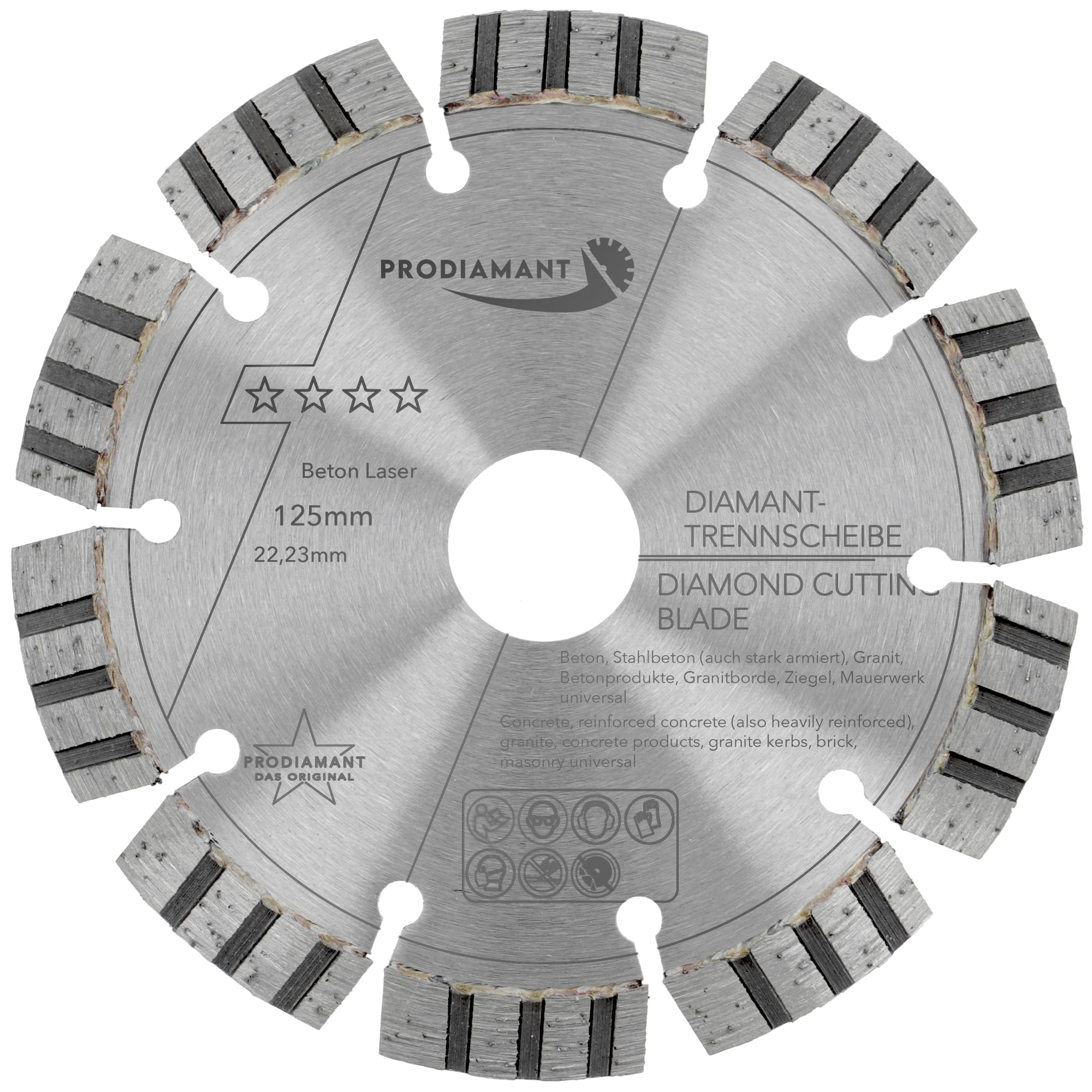 PRODIAMANT Premium diamond cutting disc concrete laser 5" 125 mm x 22.2 mm diamond cutting disc laser welded