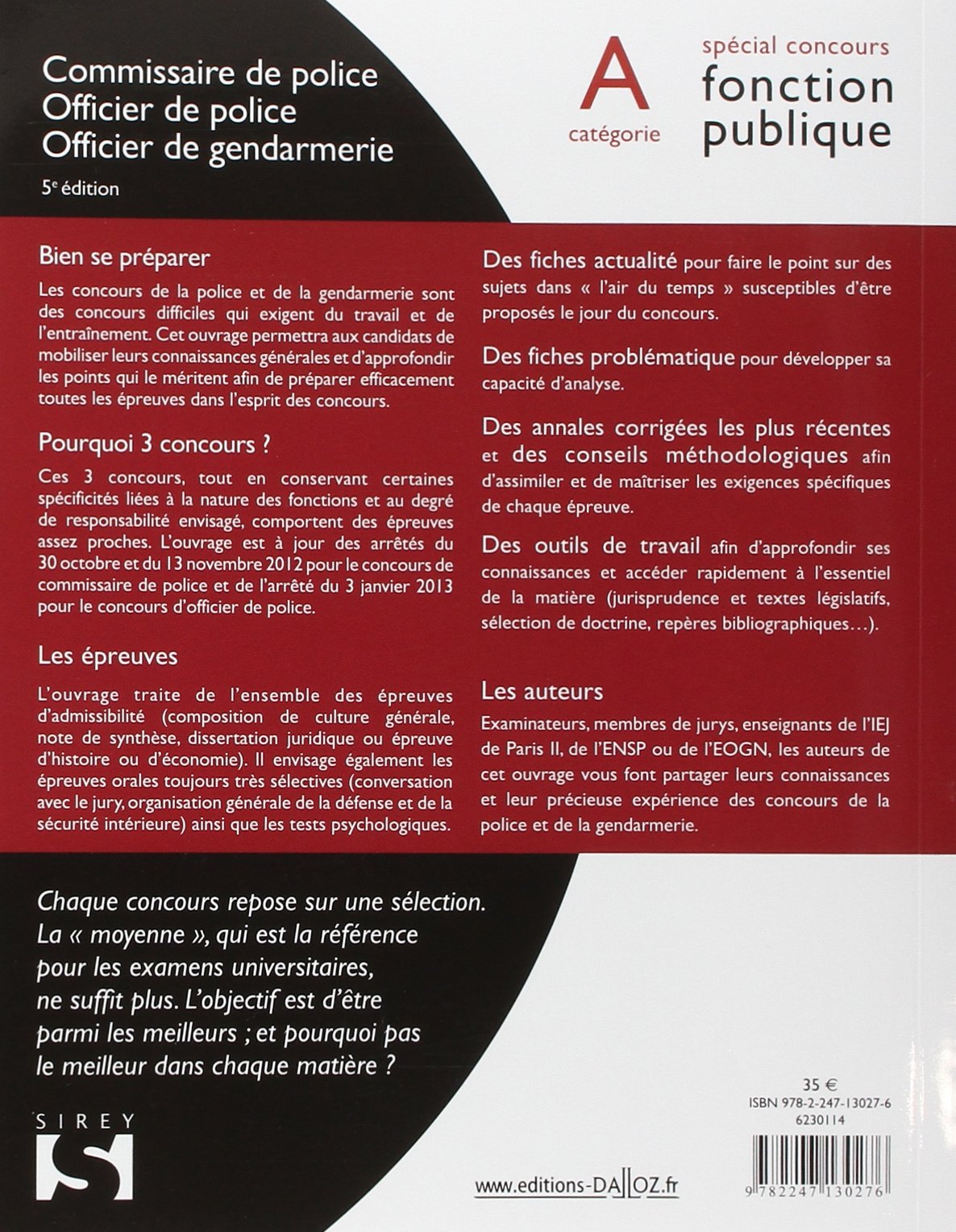 Commissaire De Police Officier De Police Officier De Gendarmerie 5e Ed 9782247130276 Amazon Com Books