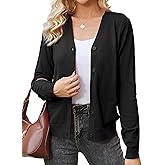 Yekaty Womens Lightweight Button Up Cardigans Long Sleeve Open Front V Neck Cropped Cardigan Sweaters