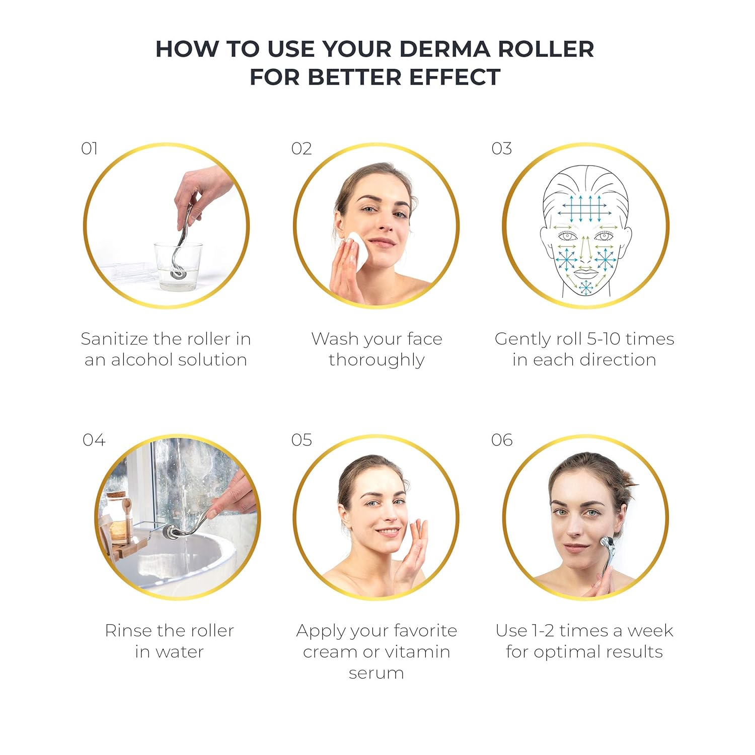 Derma Roller Cosmetic Microdermabrasion Device Tool for Face 0.25mm - Facial Roller 540 Titanium Micro Needles, Skin Roller For Home Skincare Use - Includes Free Storage Case + Free Ebook: Beauty